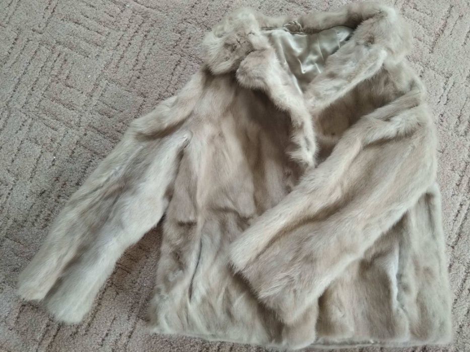 NOWE piękne futro z norek naturalne jasne beż rozm. S/M ciepłe