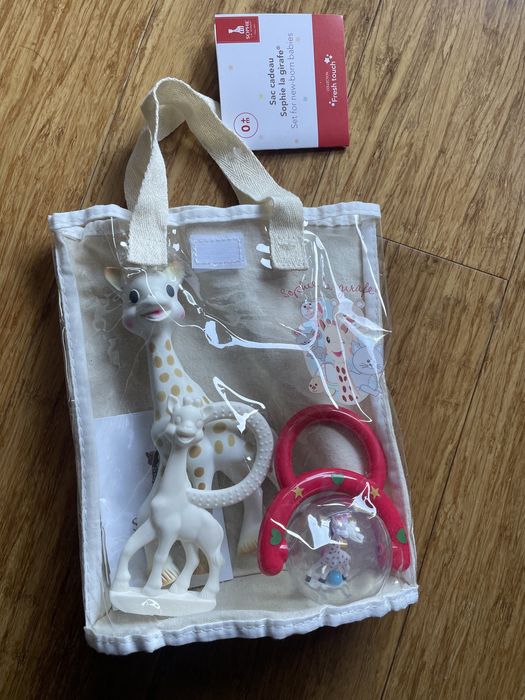 Zestaw Żyrafa Sophie NOWY w bawelnianej torbie na prezent