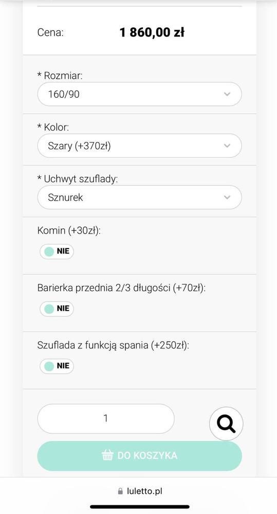 Łóżko domek drewniane szare luletto z materacem lateks Havea 90*160