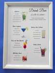 Drink bar karta A4 z menu, przepisy na drinki, wesele impreza