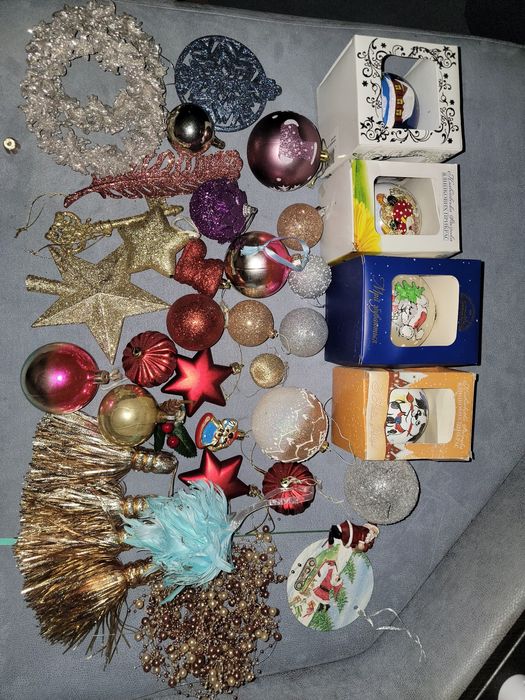 Новогодние игрушки 30+шт, дождик, гирлянды, пак