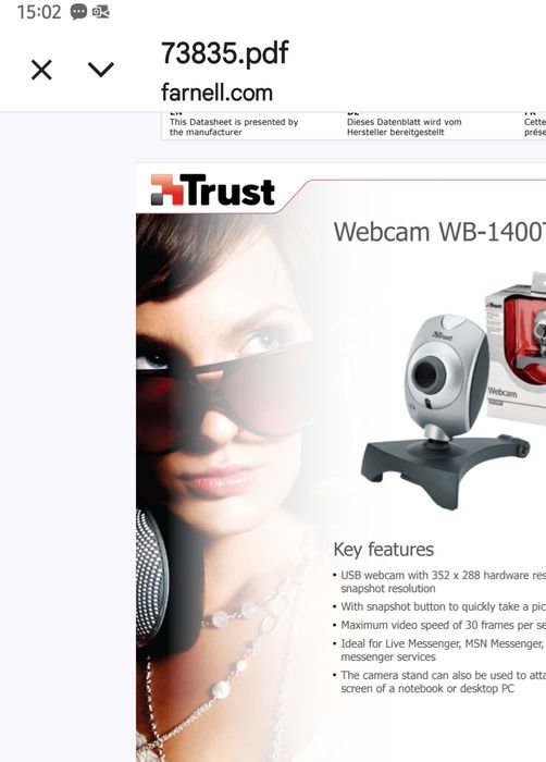 Webcam Trust modelo WB-1400T