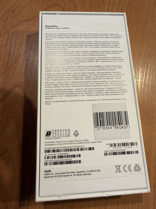 iPhone 15 Pro, Black Titanium, 128GB
