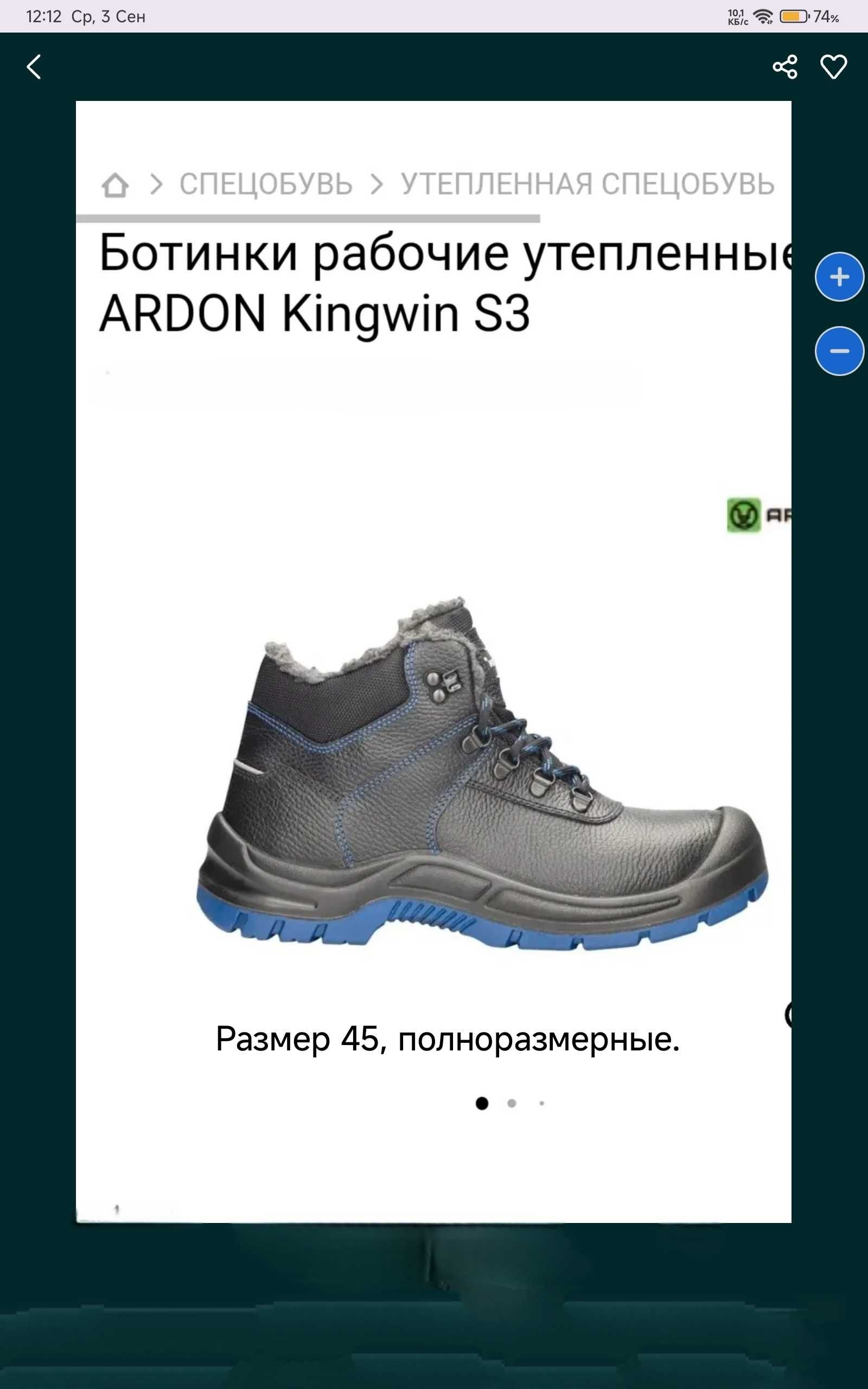 Ботинки робочі теплі зимові ARDON   Р45. Нові.