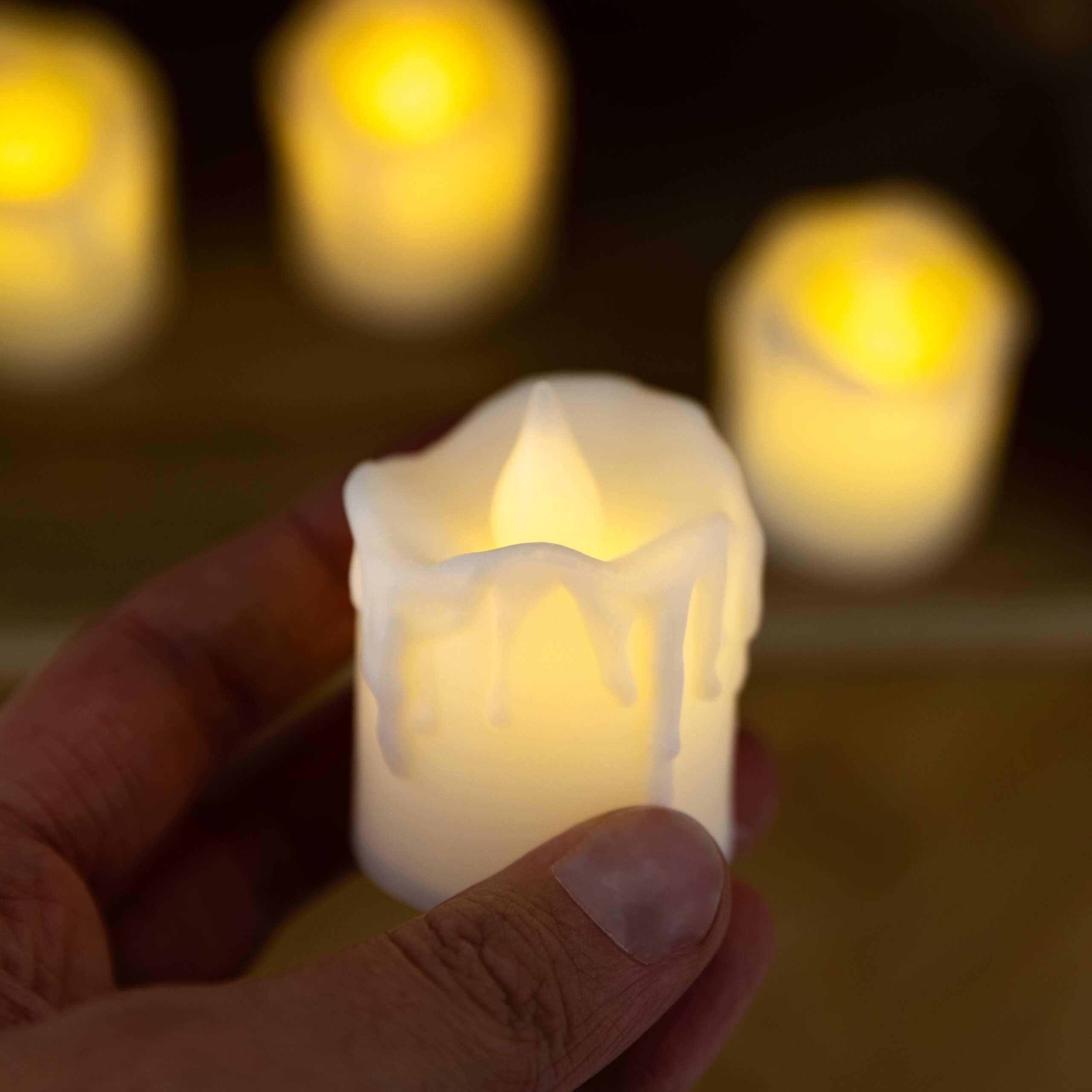 Świeczki LED TEALIGHT 4 sztuki wkład do znicza dekoracja witraż
