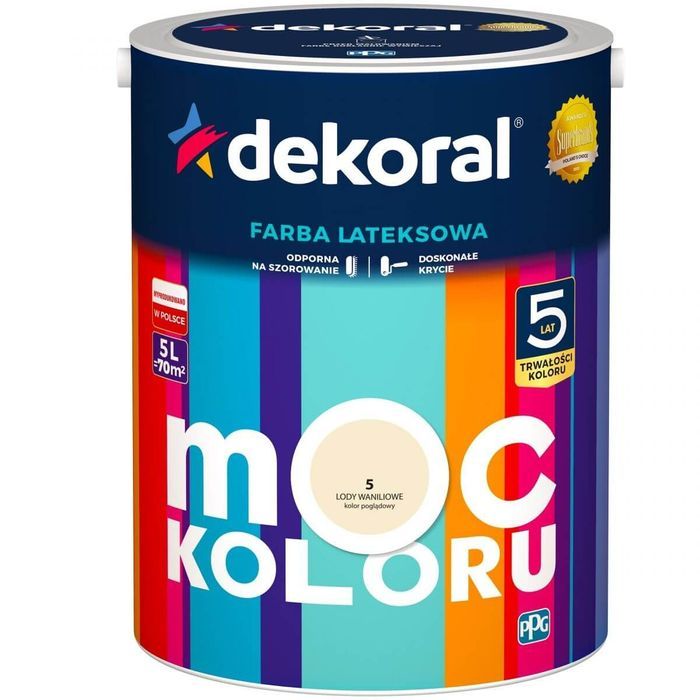 Dekoral Farba Moc Koloru 5l 5 Lody Waniliowe