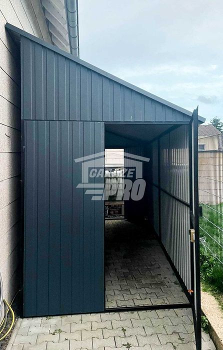 Domek Ogrodowy Garaż  2x5 Brama dwuskrzydłowa+ drzwi antracyt  GP92