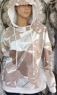 Megi bawełniana bluza z kapturem złocony wzór L XL