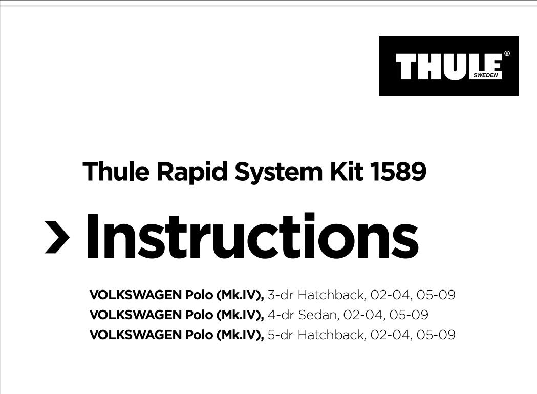 Thule Kit 1388 Kit 1589 Rapid System zestawy dopasowujące