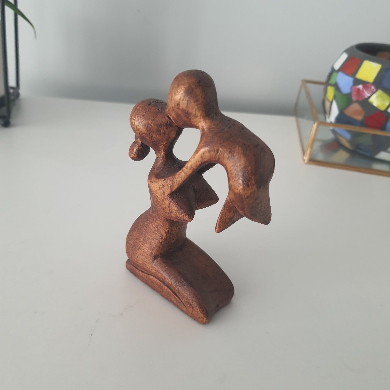 MAMA z DZIECKIEM figurka drewniana hand made NOWA