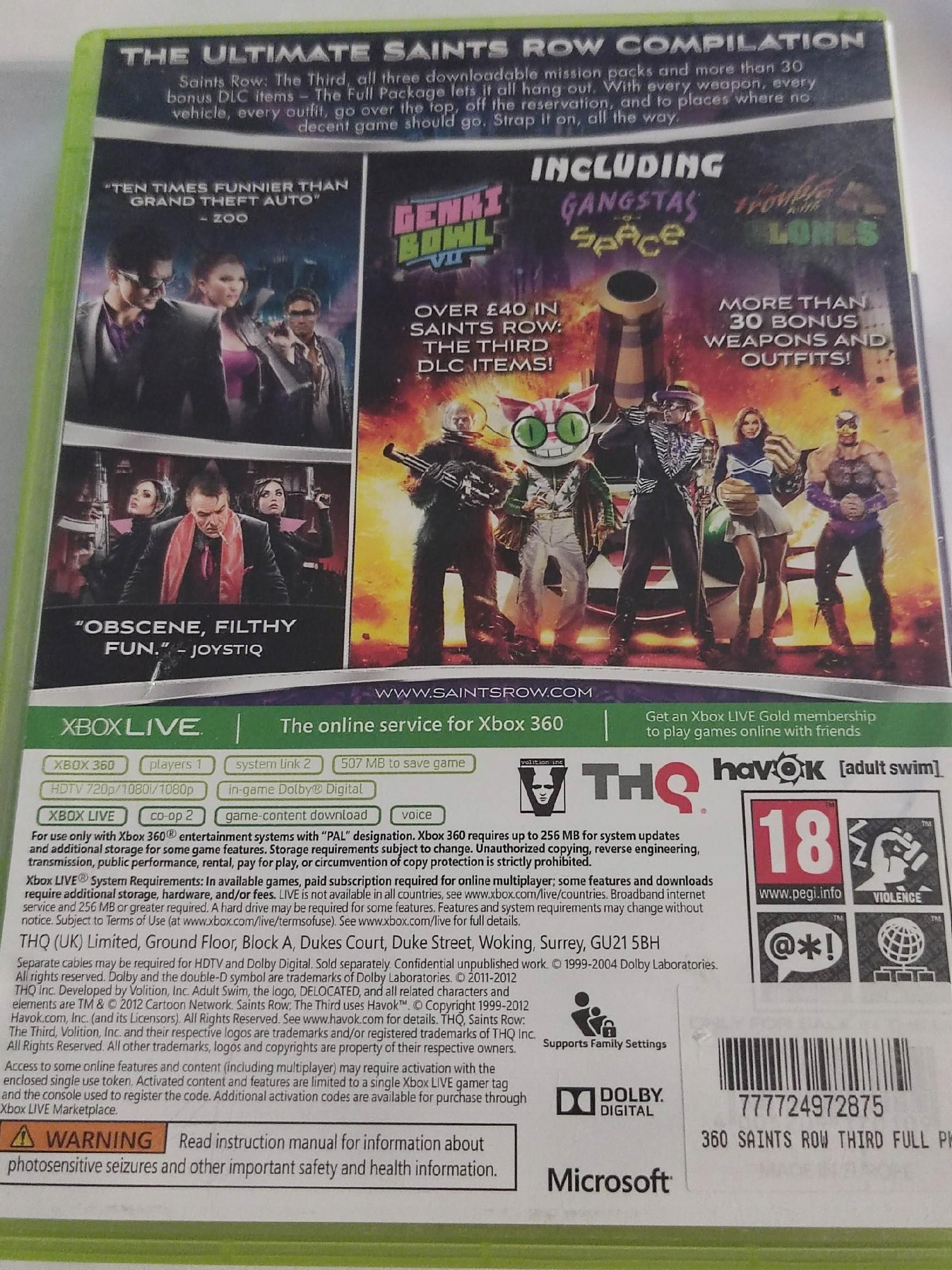 Xbox 360 Gra Saints Row The Third Full Package Gra X360
