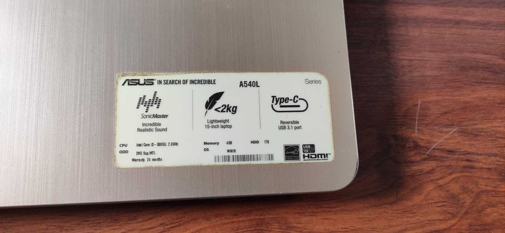 Portátil Asus A540L com SSD 256 gbs