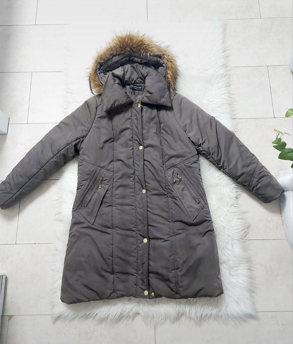 Kurtka zimowa XXXXL damska ciepla z kapturem futerko płaszcz