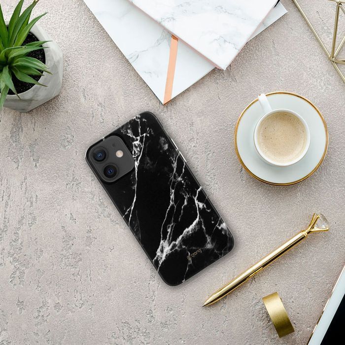 Crong Marble Case - Etui Iphone 12 Mini (Czarny)