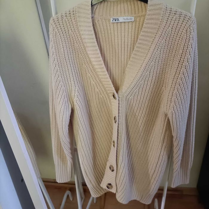 Zara sweter kardigan ecru S