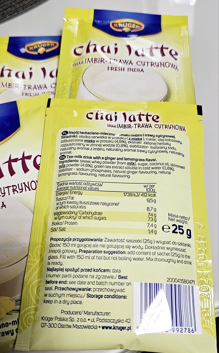 9 x Krüger Chai Latte Fresh India, napój herbaciano-mleczny