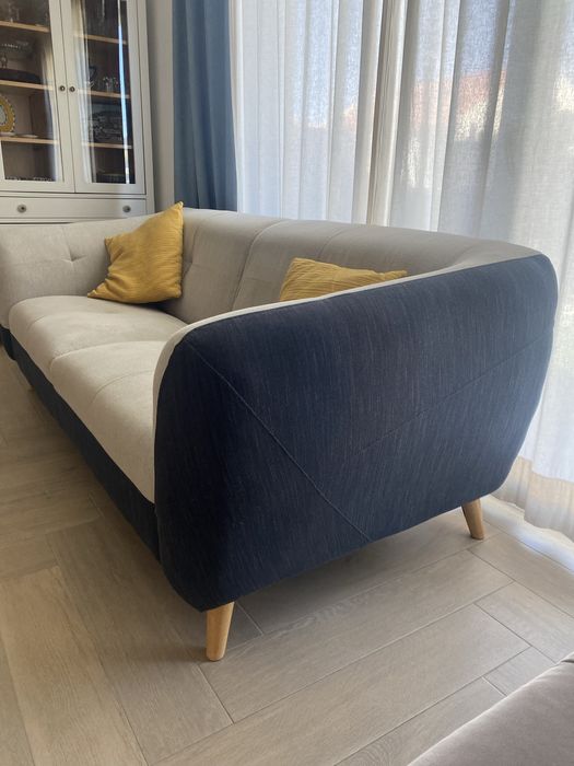 Sofá 2 lugares (largos) cinza/azul