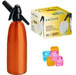 Saturator syfon do wody sodowej pomarańcz 1L +25 naboi +5 kostek lodu