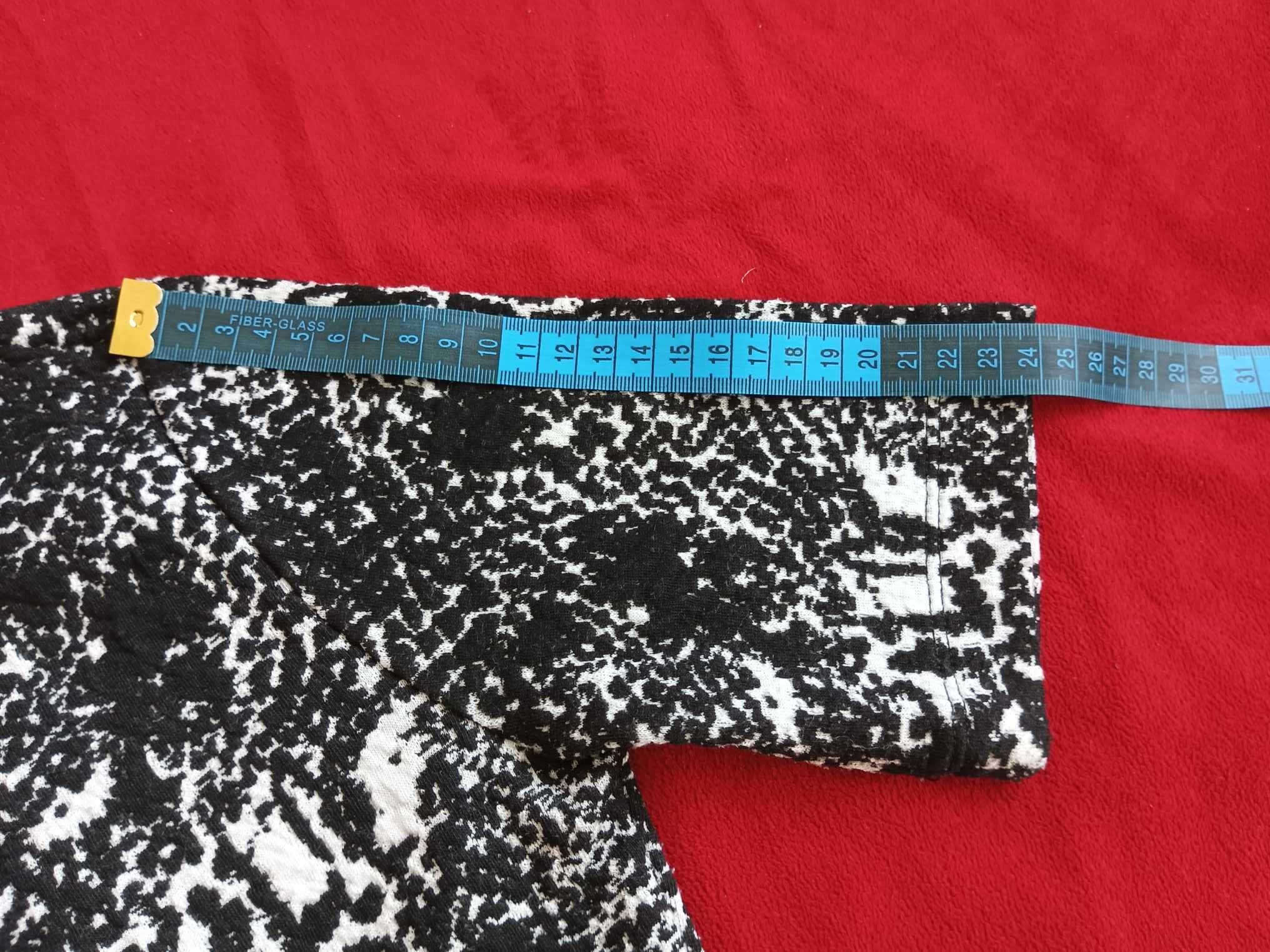 H&M sukienka czarno-biała we wzory krótki rękaw przed kolano r. 34/36