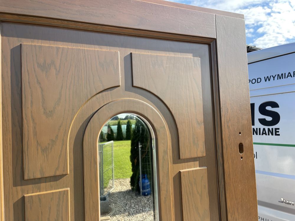 Drzwi wejściowe zewnętrzne drewniane dębowe Czyste Powietrze na wymiar