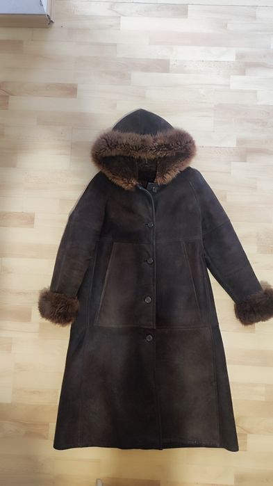 Вінтажна шкіряна зимова жіноча дублянка