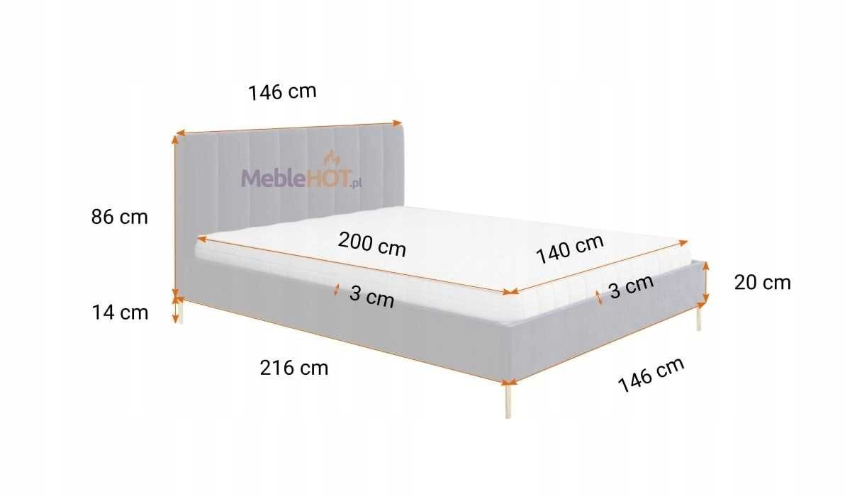 Łóżko Ofelia  Beżowe  140x200 Nowe Wyprzedaż od Reki