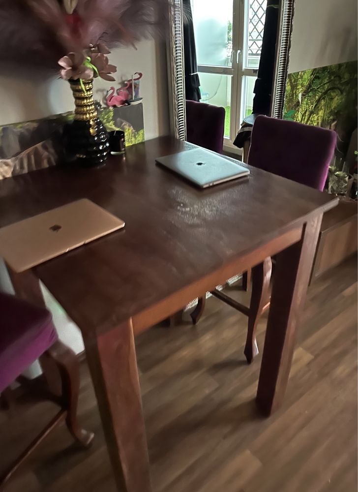 Stół krzesła drewniany wysoki barowy loft lite drewno akacjowe Wawa