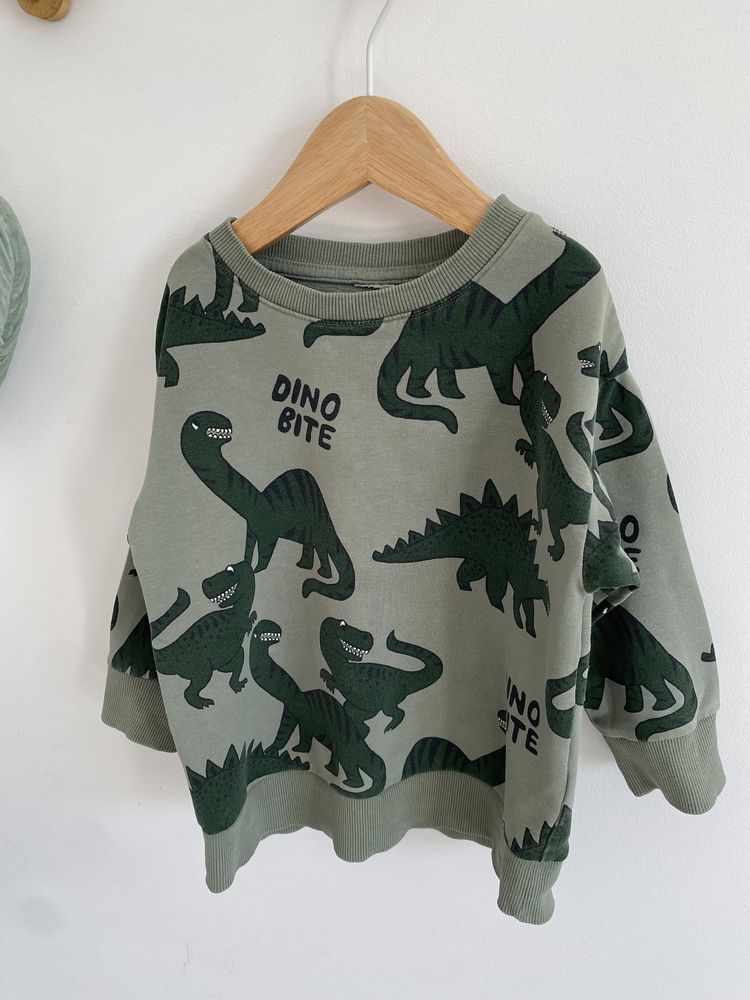 Bluza lindex 92 zielona w dinozaury