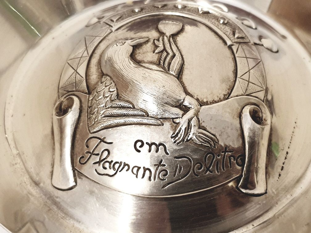 Rara taça tastevin em prata portugues "em Flagrante Delitro"