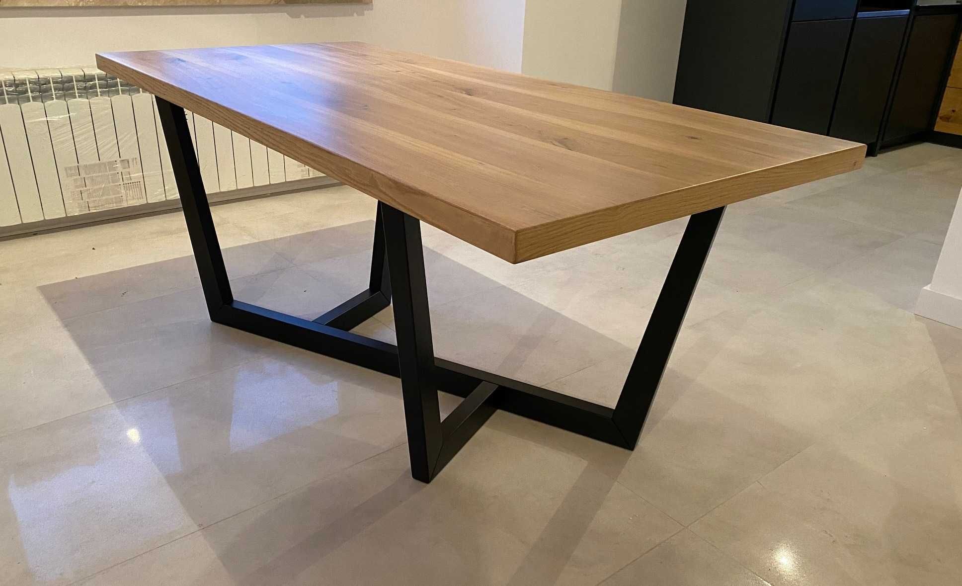 Duży stół z litego drewna dębowego 190x90 do jadalni, salonu
