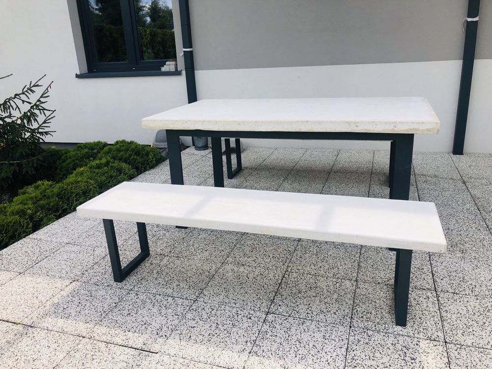 Stół ogrodowy betonowy loft - biały beton