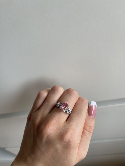 Piękny delikatny pierścionek morganit syntetyczny kwiat r 14