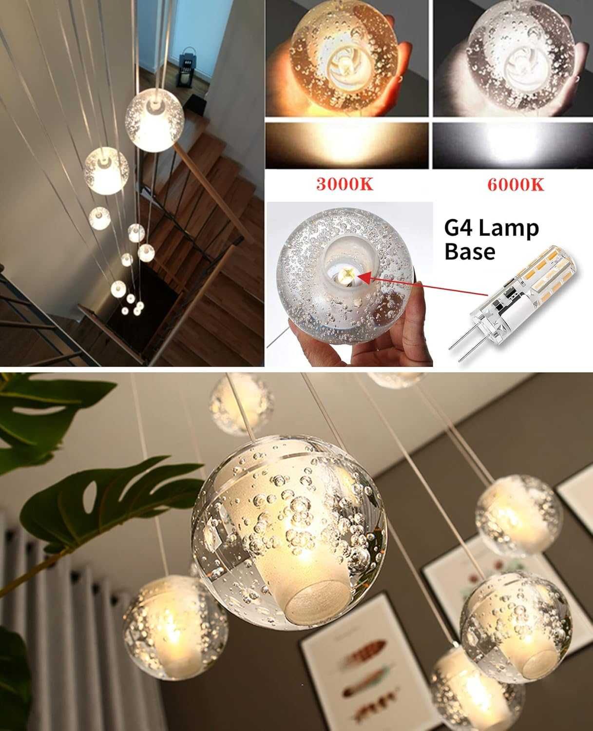 Lampa wisząca LED 7 kul kryształowych exlusive design