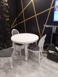 stół plus 3 krzesła skandynawskie szare białe db stan