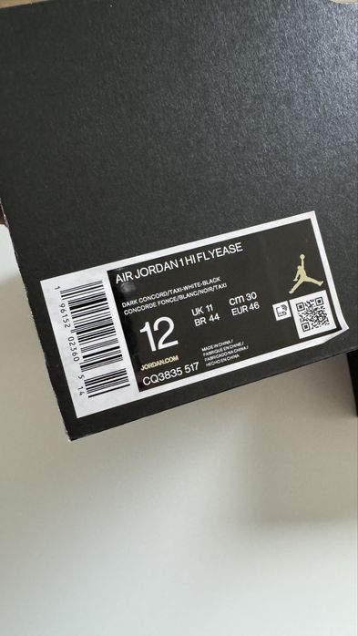 Nike Air Jordan 1 Hi FlyEase LA Lakers rozmiar 46 wkładka 30 cm