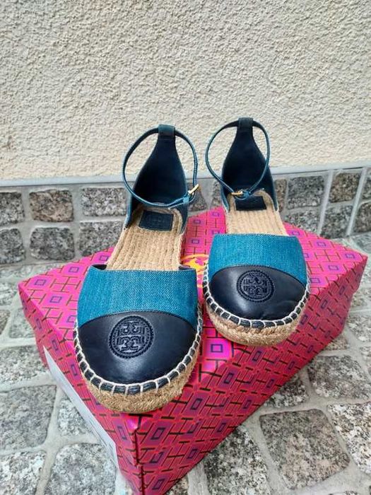 Dżinsowe espadryle ze skóry cielęcej Tory Burch 41