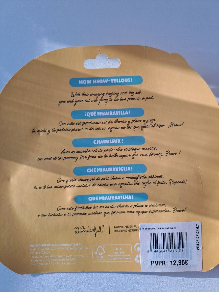 Kit porta chaves e placa gato - Novo - embalagem