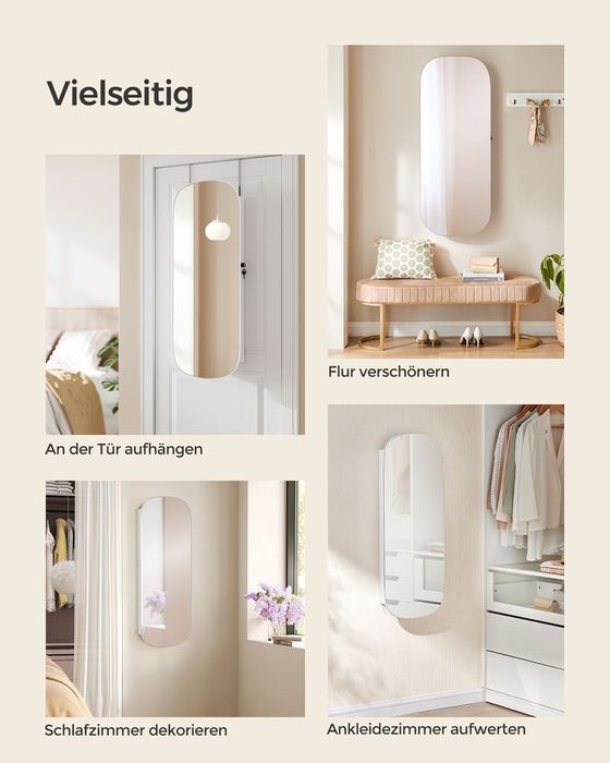 SONGMICS Szafka ścienna z lustrzaną powierzchnią w kolorze białym