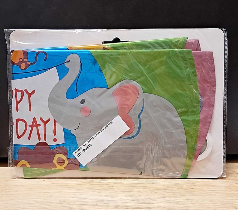 Zestaw balonów foliowych na urodziny 5szt. Słonik  (1)