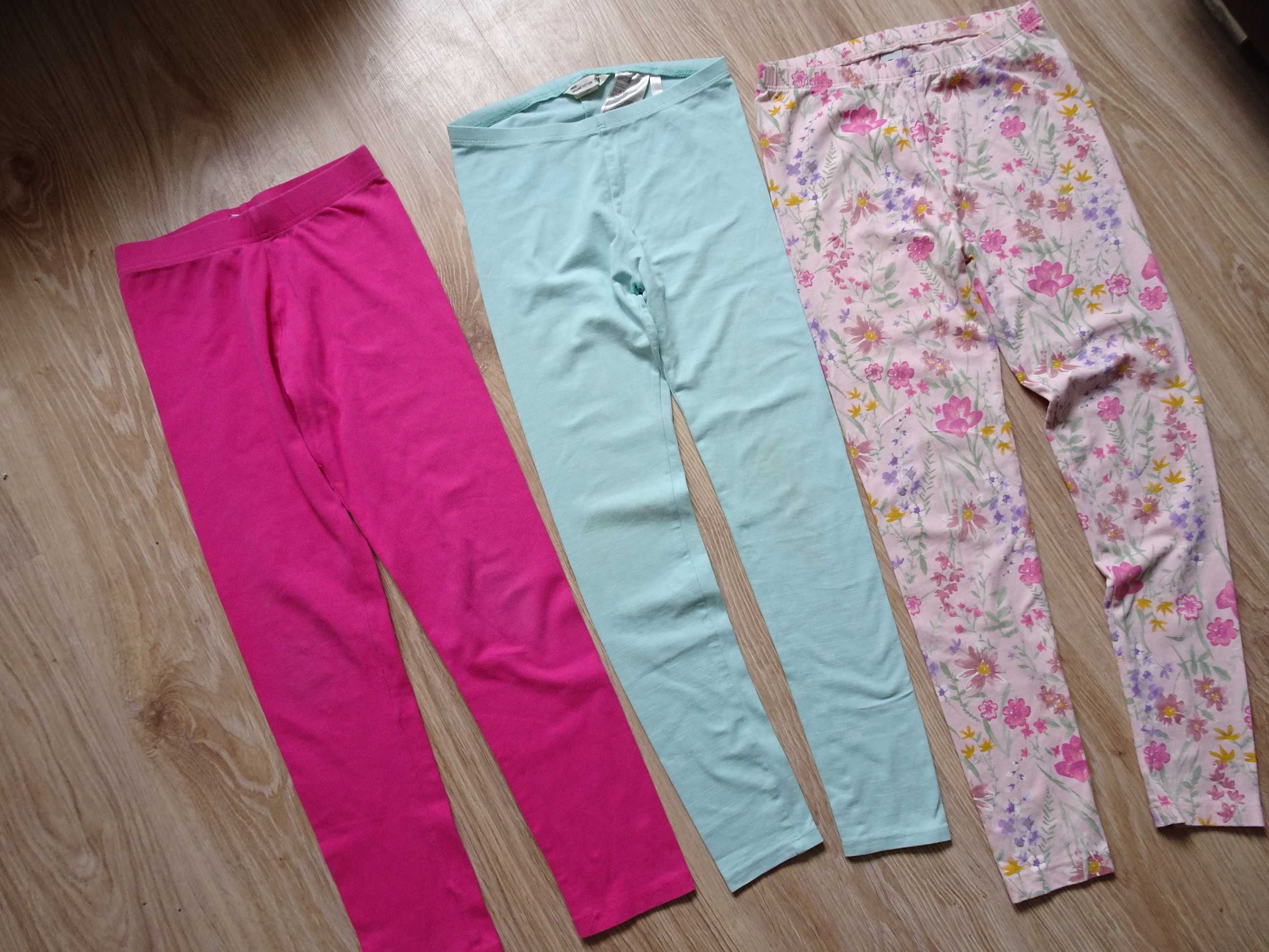 3 szt Legginsy getry bawełna wiosenne 134/140 H&M TU priming