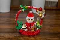 Dekoracja świąteczna Mikołaj z bombkami lampki rękodzieło origami