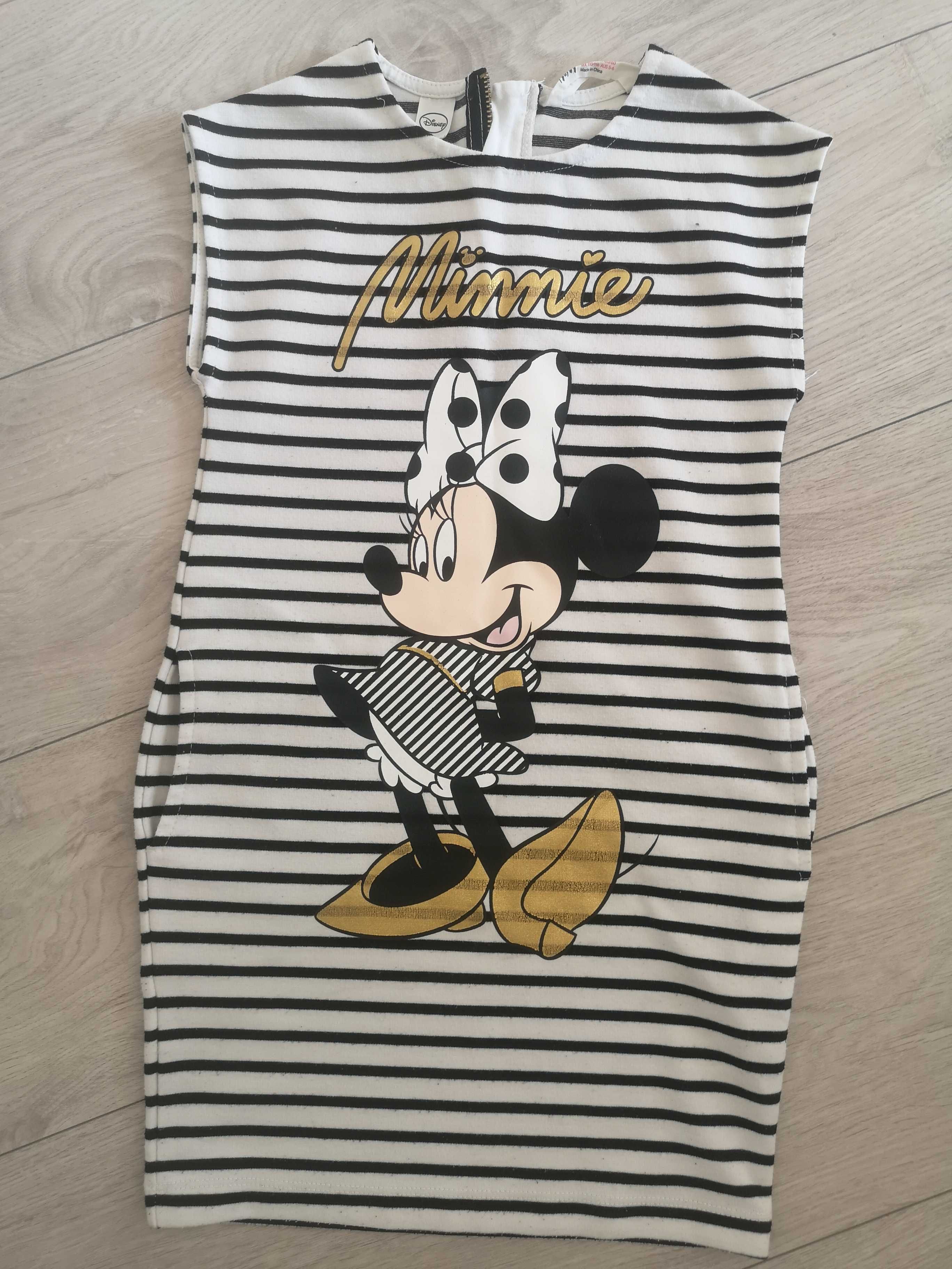 Sukienka tunika z Myszka Minnie H&m 110/116 paski