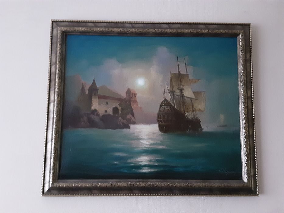 Картина маслом "Лунная гавань" Анатолий Недобежкин