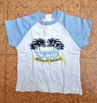 T-shirt azul e branca Aloha Waikiki Beach ZY Baby, 6-9 meses