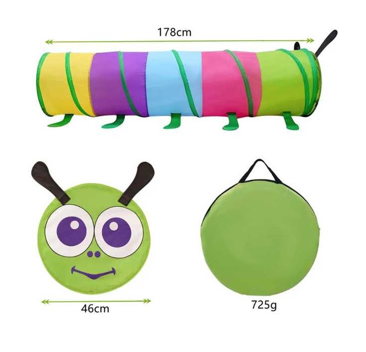 Tunel dla dzieci dziecka GĄSIENICA kolorowy do ogrodu domu na prezent