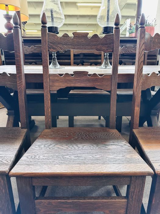 Do klimatycznego wnętrza :) Stół z 6 krzesłami SZCZOTKOWANE DREWNO DĄB