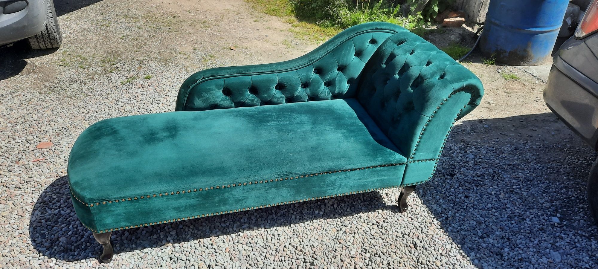 Szezlong Chesterfield leżanka zielona stan idealny likwidacja firmy