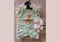 Nowe ubranka dla noworodka dziewczynki 0-1 m i grzechoczące skarpetki