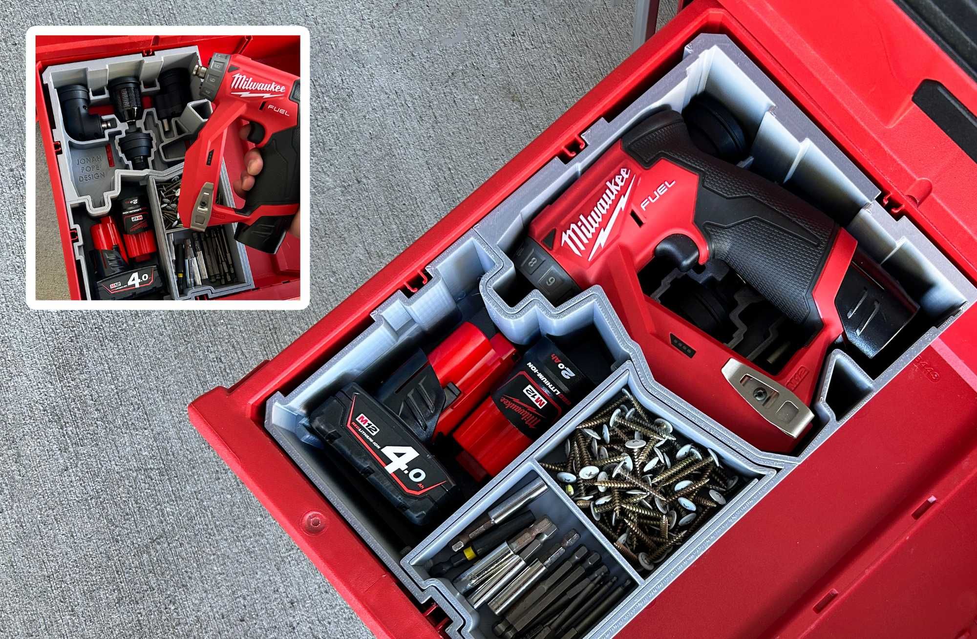 Вставка органайзер в MILWAUKEE PACKOUT 2/3-Drawer Tool Box M12/M18