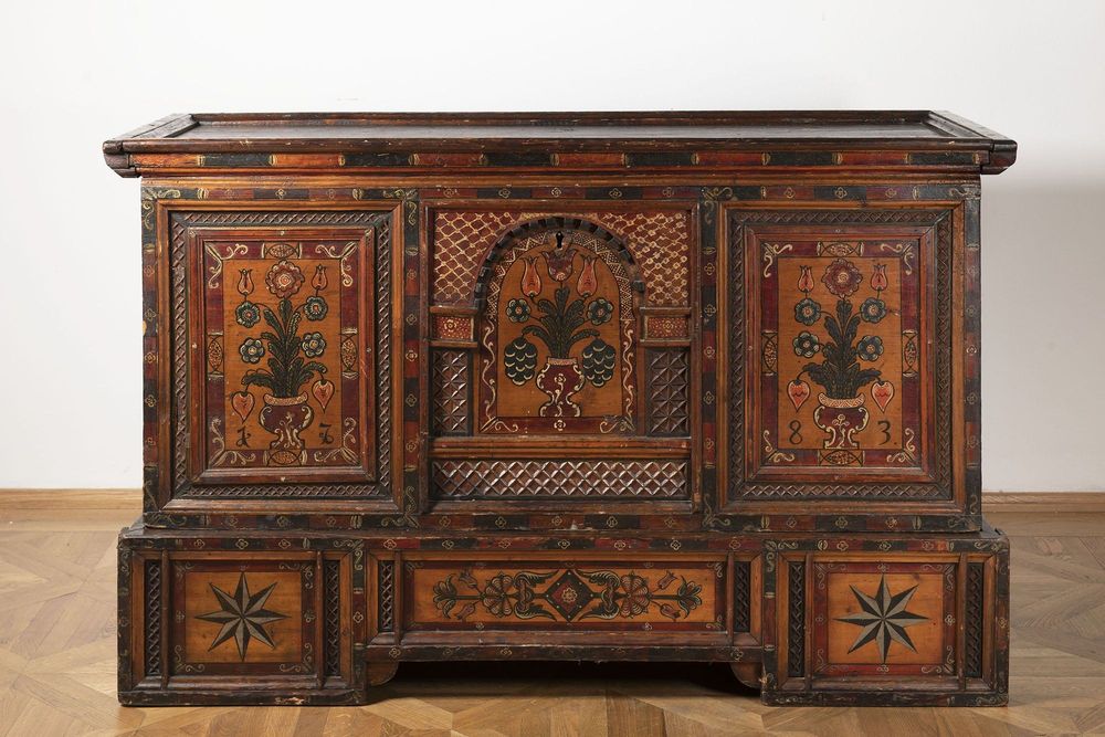 Arca/Baú de Pinho Pintado, Alpbach, Tirol - Datado de 1783